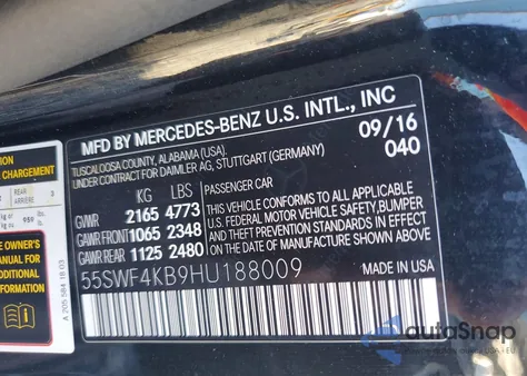 2017 Mercedes-Benz C 300 4Matic from USA, damaged, VIN 55SWF4KB9HU188009